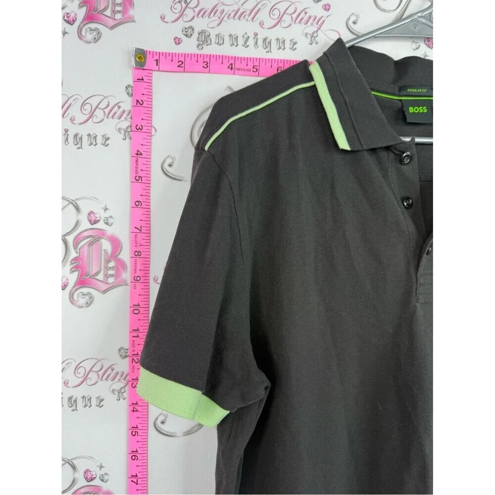 Hugo Boss shirt Black Polo with Lime Green Trim